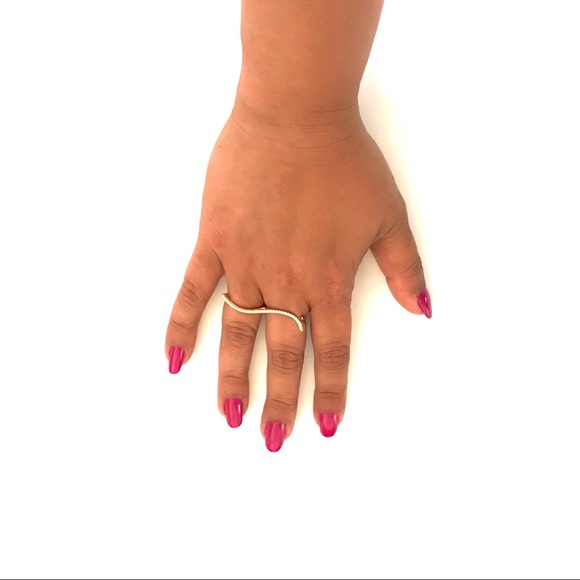 LC Gold and CZ Two Finger Ring Size 6/7  EUC! - Picture 7 of 8